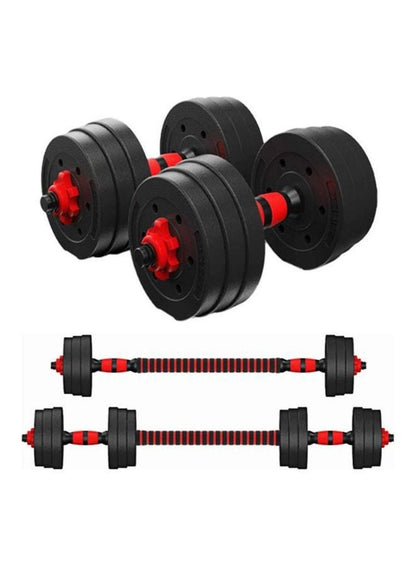 طقم دمبل قابل للتعديل 20كجم يتحول إلى باربل، صفائح فولاذية ومقابض مانعة للانزلاق للمنزل