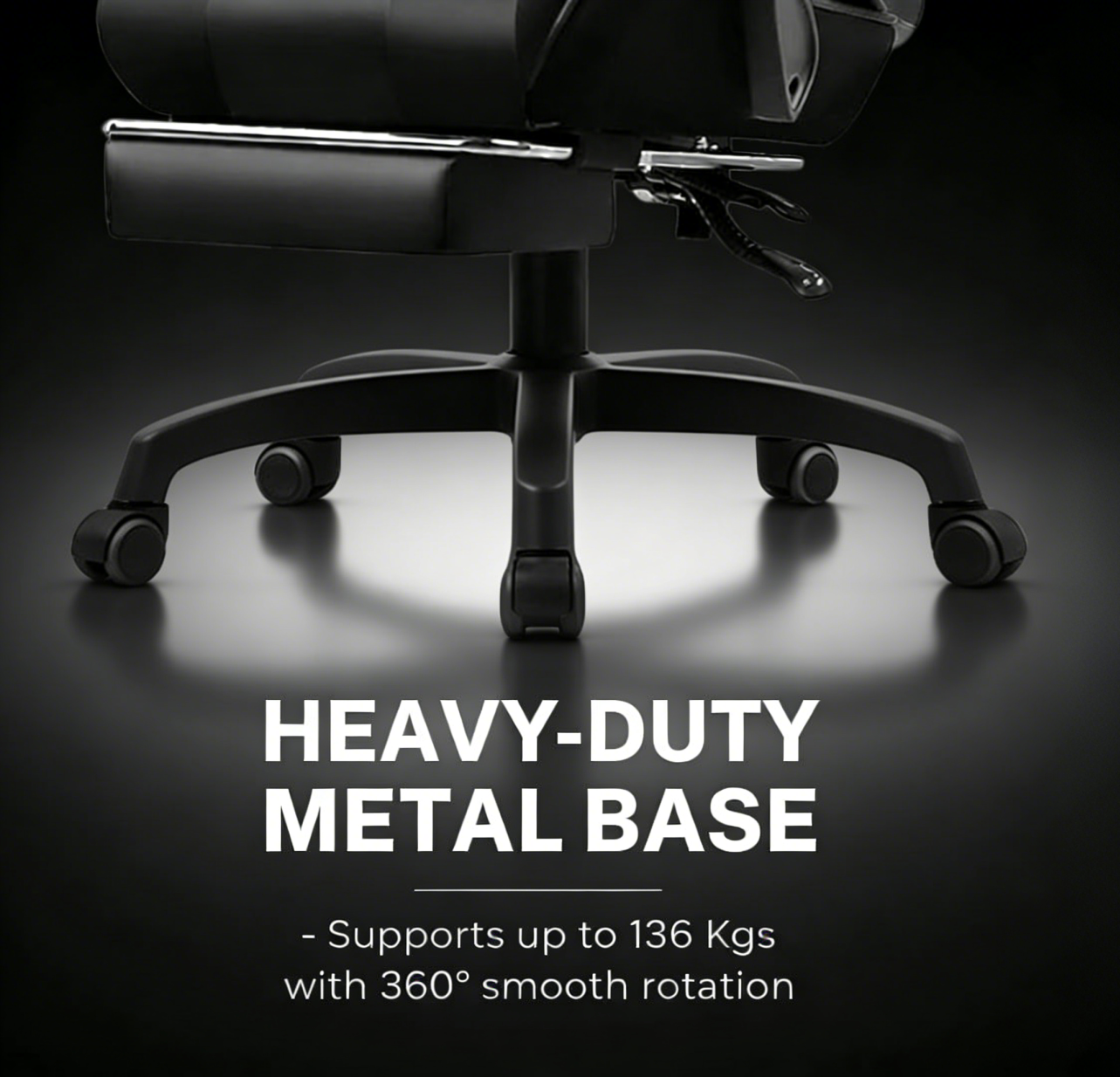 كرسي ألعاب كمبيوتر بقاعدة فولاذية ، كرسي ألعاب بظهر عالي، كرسي ألعاب إلكتروني مريح مع ميلان زاوي كبير وضبط ارتفاع، مع وسادة للرقبة والخصر والساق  سم جلد أسود