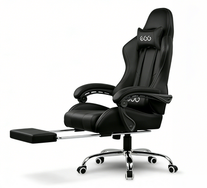 كرسي ألعاب  كمبيوتر، كرسي ألعاب بظهر عالي، كرسي ألعاب إلكتروني مريح مع ميلان زاوي كبير وضبط ارتفاع، مع وسادة للرقبة والخصر