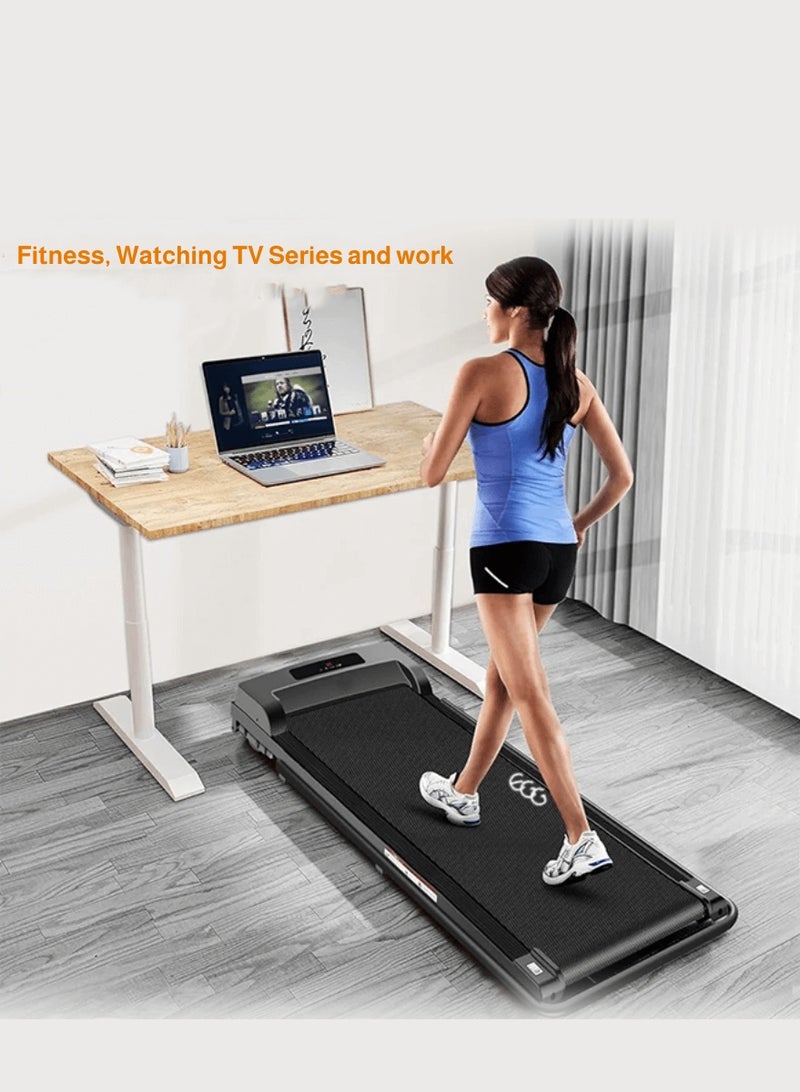 جهاز جري كهربائي احترافي 1.75 حصان قابل للطي 2 في 1 يتحمل 100 كيلو مع ميل يدوي مستويين وريموت كنترول مجهز بحامل آيباد وعجلات للحركة السهلة للاستخدام المنزلي واللياقة البدنية