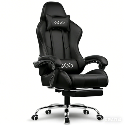 كرسي ألعاب  كمبيوتر، كرسي ألعاب بظهر عالي، كرسي ألعاب إلكتروني مريح مع ميلان زاوي كبير وضبط ارتفاع، مع وسادة للرقبة والخصر