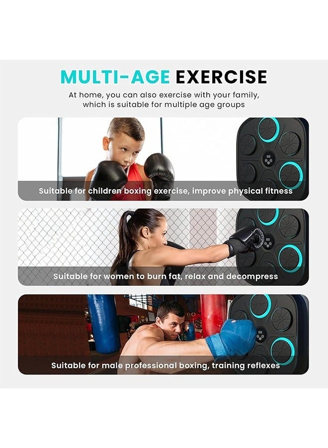 آلة تدريب ملاكمة مثبتة على الحائط ، آلة ملاكمة للموسيقى الذكية مع قفازات الملاكمة و 6 أضواء وبلوتوث مستشعر المستشعر الهدف