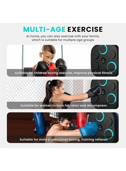 آلة تدريب ملاكمة مثبتة على الحائط ، آلة ملاكمة للموسيقى الذكية مع قفازات الملاكمة و 6 أضواء وبلوتوث مستشعر المستشعر الهدف