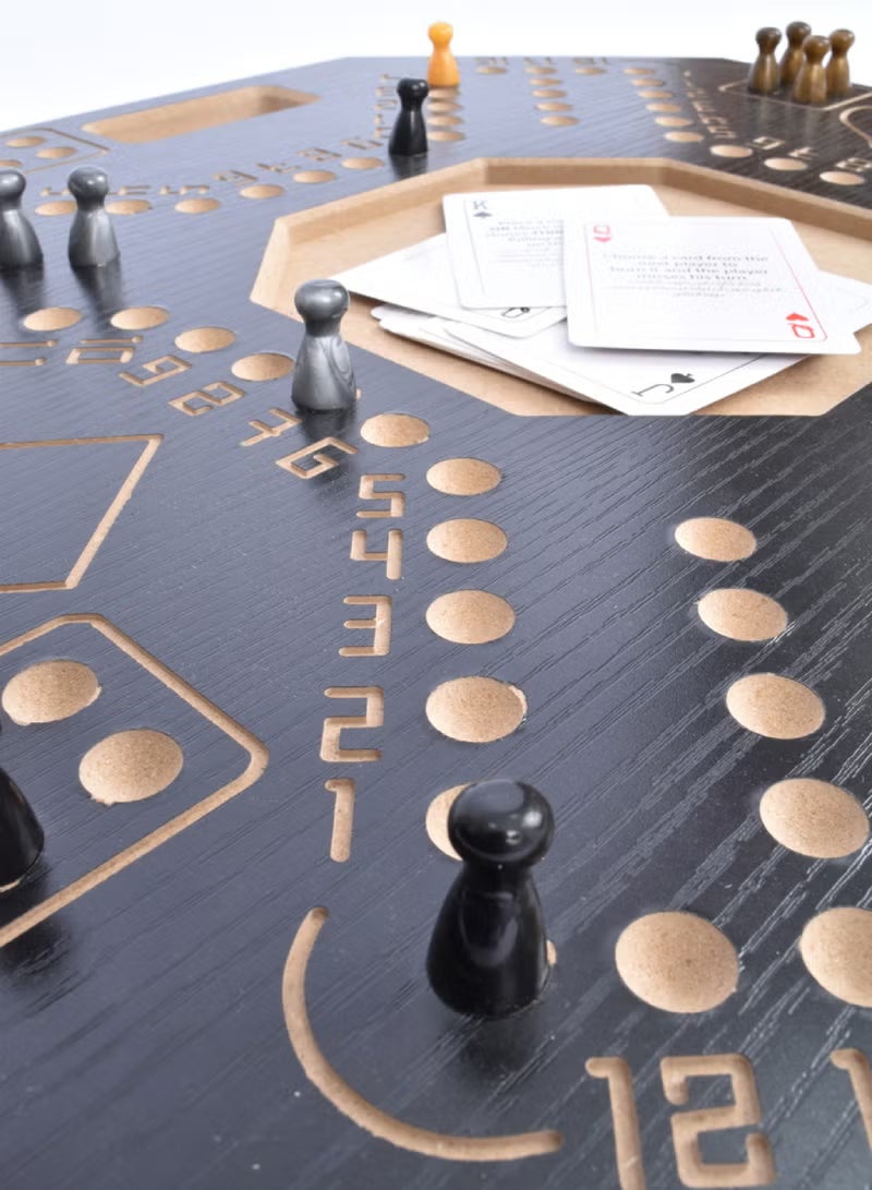 لعبة جاكارو خشبية سوداء مع حقيبة حمل قوية للتخطيط الاستراتيجي، لعبة جاكارو خشبية لأربعة لاعبين مع كرات زجاجية وبطاقات، لعبة جاكارو خشبية 43×43 سم