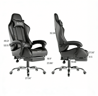 كرسي ألعاب  كمبيوتر، كرسي ألعاب بظهر عالي، كرسي ألعاب إلكتروني مريح مع ميلان زاوي كبير وضبط ارتفاع، مع وسادة للرقبة والخصر