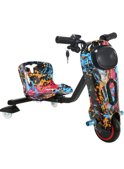 لعبة سكوتر دريفت كهربائي صغير، يتحمل حتى 80 كيلوغرامًا، مع دواسة عالية الطاقة 36 فولت، 250 واط، ومجهز بـ 3 عجلات وملحقات أمان.
