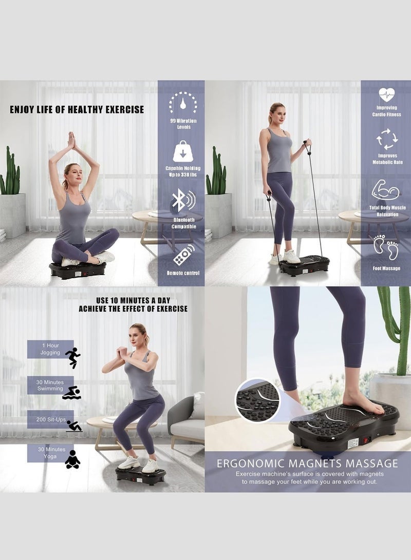 منصة اهتزاز للياقة والرشاقة لتمارين الجسم بالكامل، دعم التصريف اللمفاوي، لفقدان الوزن وشدّ العضلات مع شدة قابلة للتعديل