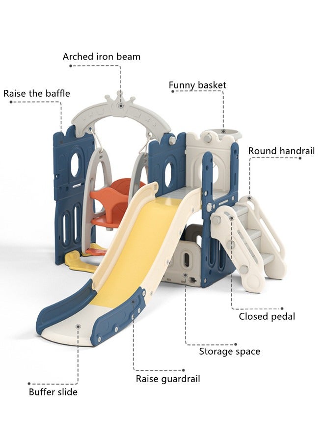 مجموعة زحليقة وأرجوحة داخلية وخارجية للأطفال مع سلة كرة – طقم ألعاب ترفيهي لحديثي المشي والأطفال