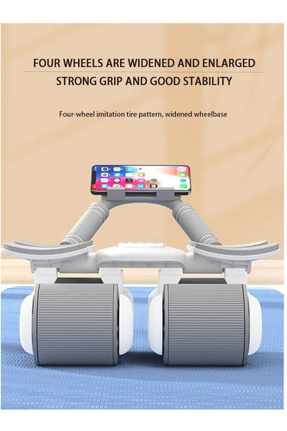 عجلة بطن بآلية ارتداد تلقائي مع مساند للمرفق ومؤقت، للجنسين، أبيض