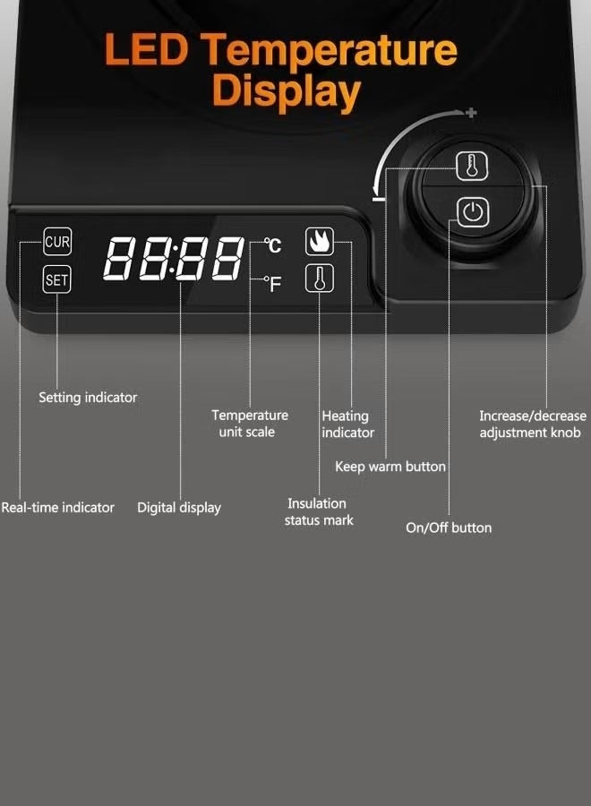 غلاية قهوة بروتيل معقوفة V60 غلاية قهوة 1000 مل 1200 وات مقبض طاقة لضبط درجة الحرارة مع شاشة رقمية عزل تلقائي لدرجة الحرارة من الفولاذ المقاوم للصدأ للمنزل والمكتب والمهاجع