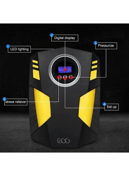 منفاخ إطارات السيارة الرقمي ضاغط هواء مع توقف تلقائي وإضاءة LED 12 فولت مضخة هواء محمولة سريعة للسيارة والدراجة النارية ومرتبة هوائية كروية