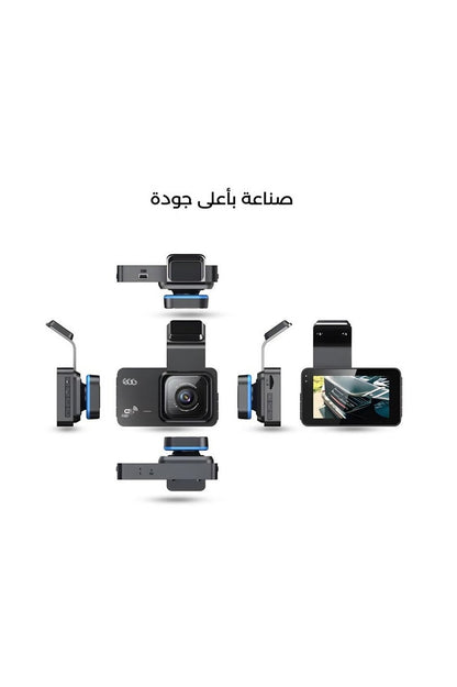 كاميرا مراقبة للسيارة بعدسة مزدوجة مع واي فاي وGPS ومستشعر حركة ورؤية ليلية ومراقبة للسيارة المتوقفة وتسجيل على مدار 24 ساعة بزاوية 170° أمامية و140° خلفية