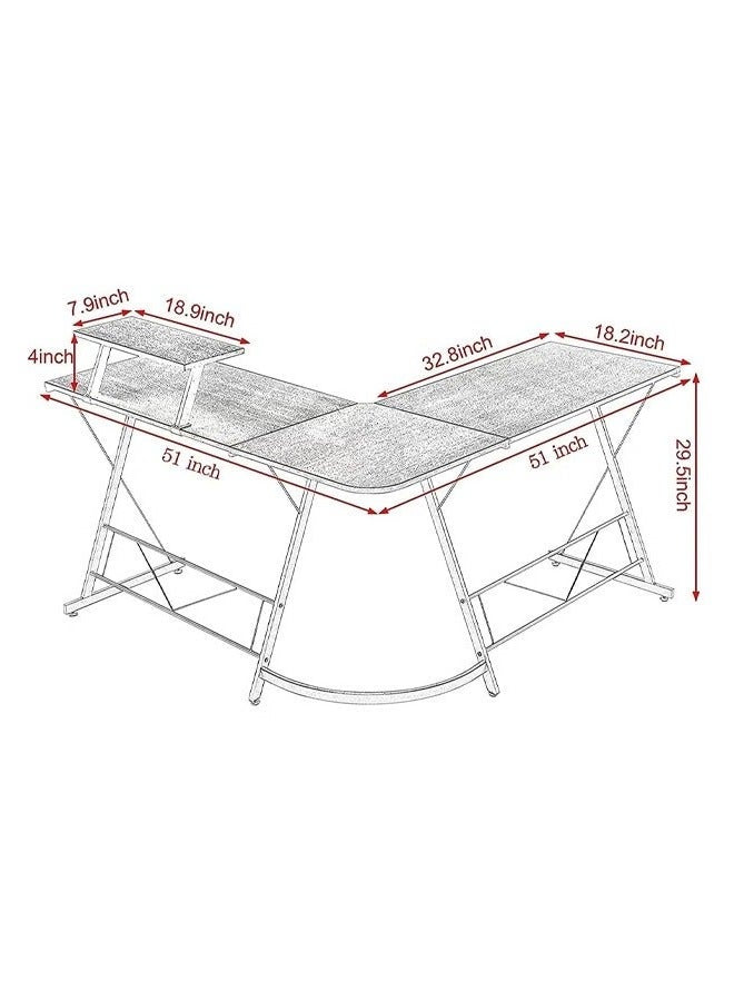 طاولة العاب ومكتب قيمنق وألعاب وطاولة مكتبيه منزليه , مكتب وطاولة كمبيوتر على شكل حرف L ذات جودة عاليه وسهلة التركيب