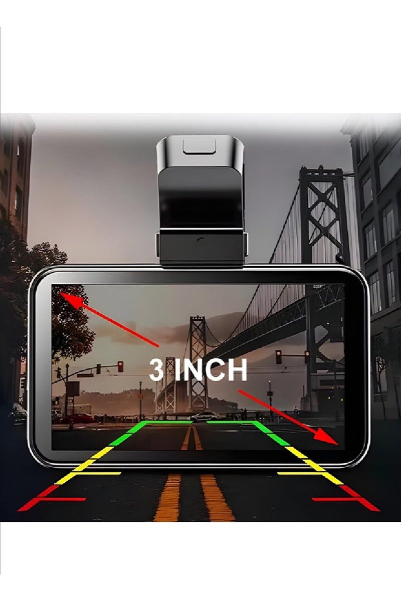 كاميرا مراقبة للسيارة بعدسة مزدوجة مع واي فاي وGPS ومستشعر حركة ورؤية ليلية ومراقبة للسيارة المتوقفة وتسجيل على مدار 24 ساعة بزاوية 170° أمامية و140° خلفية