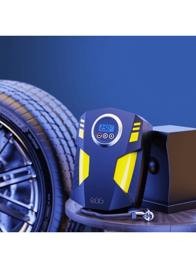 منفاخ إطارات السيارة الرقمي ضاغط هواء مع توقف تلقائي وإضاءة LED 12 فولت مضخة هواء محمولة سريعة للسيارة والدراجة النارية ومرتبة هوائية كروية