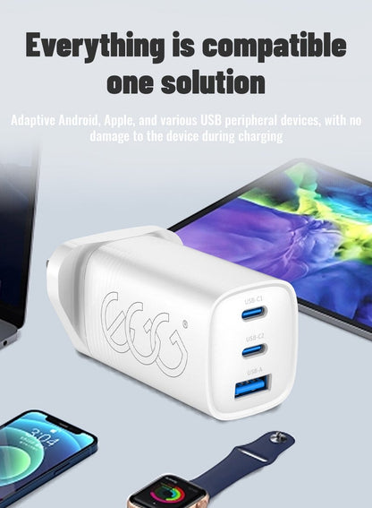 شاحن حائط سريع بمنفذ USB من نوع C بقوة 65 واط، متوافق مع ماك بوك برو/إير، إتش بي/ديل/لينوفو، آيباد برو/إير، آيفون 15 برو ماكس، جالكسي إس 24