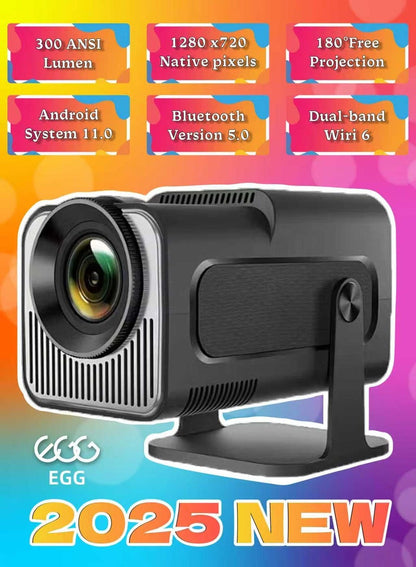 Portable HD Projector - Support 4K - Smart Projector with 5G Dual-band Wifi and Bluetooth 5.0 - Mobile Home Theater - Compatible With Android/iOS/Windows/TV Stick/HDMI/USB