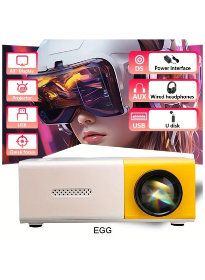 جهاز عرض عالي الوضوح 1080P LED مكتب منزلي صغير محمول، جهاز عرض عالي الدقة، طاقة منخفضة وتبديد حرارة فائق، مشغل فيديو كامل التنسيق: MP4، RMVB، إلخ، يدعم الوسائط المتعددة، مناسب لمختلف فتحات الاتصال