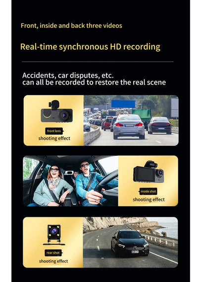 Dash Cam 4k Front and 1080P Rear Camera, 32GB Memory Card, 360° FHD 3-Channel Car Dash Cam, Built-in 2.0 Inch IPS Car Camera, Wide Angle and Night Vision | G Sensor and Loop Recording | WDR | App Co