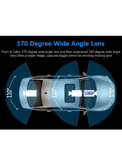 Dash Cam 4k Front and 1080P Rear Camera, 32GB Memory Card, 360° FHD 3-Channel Car Dash Cam, Built-in 2.0 Inch IPS Car Camera, Wide Angle and Night Vision | G Sensor and Loop Recording | WDR | App Co