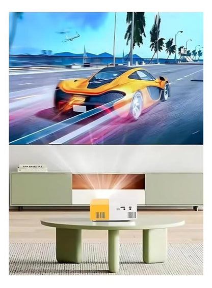 جهاز عرض عالي الوضوح 1080P LED مكتب منزلي صغير محمول، جهاز عرض عالي الدقة، طاقة منخفضة وتبديد حرارة فائق، مشغل فيديو كامل التنسيق: MP4، RMVB، إلخ، يدعم الوسائط المتعددة، مناسب لمختلف فتحات الاتصال