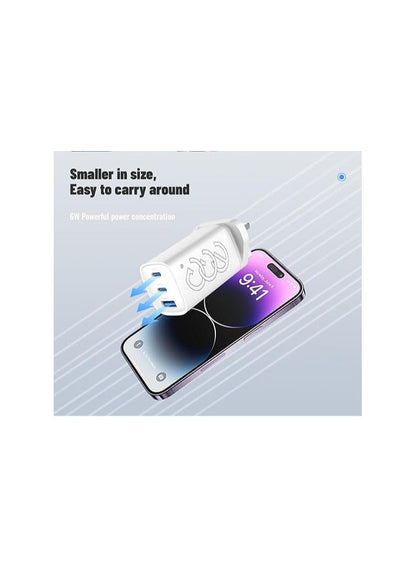 شاحن حائط سريع بمنفذ USB من نوع C بقوة 65 واط، متوافق مع ماك بوك برو/إير، إتش بي/ديل/لينوفو، آيباد برو/إير، آيفون 15 برو ماكس، جالكسي إس 24