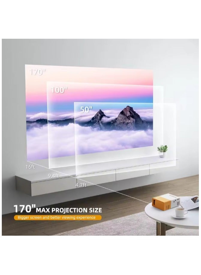 جهاز عرض عالي الوضوح 1080P LED مكتب منزلي صغير محمول، جهاز عرض عالي الدقة، طاقة منخفضة وتبديد حرارة فائق، مشغل فيديو كامل التنسيق: MP4، RMVB، إلخ، يدعم الوسائط المتعددة، مناسب لمختلف فتحات الاتصال