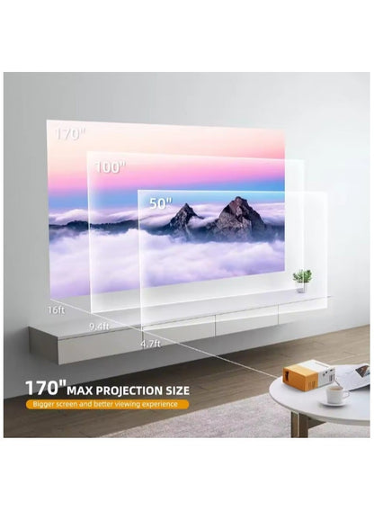 جهاز عرض عالي الوضوح 1080P LED مكتب منزلي صغير محمول، جهاز عرض عالي الدقة، طاقة منخفضة وتبديد حرارة فائق، مشغل فيديو كامل التنسيق: MP4، RMVB، إلخ، يدعم الوسائط المتعددة، مناسب لمختلف فتحات الاتصال