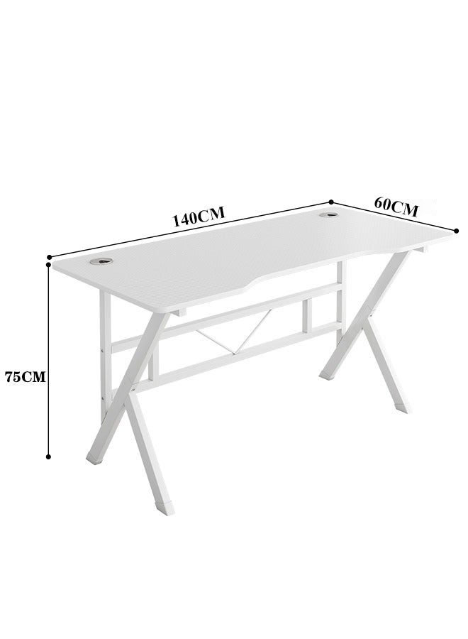 أبيض (140*60*75 cm) طاولة ألعاب ومكتب قيمنق وألعاب وطاولة مكتبيه منزليه , مكتب وطاولة كمبيوتر بسطح من ألياف الكربون على شكل حرف K ذات جودة عاليه وسهلة التركيب