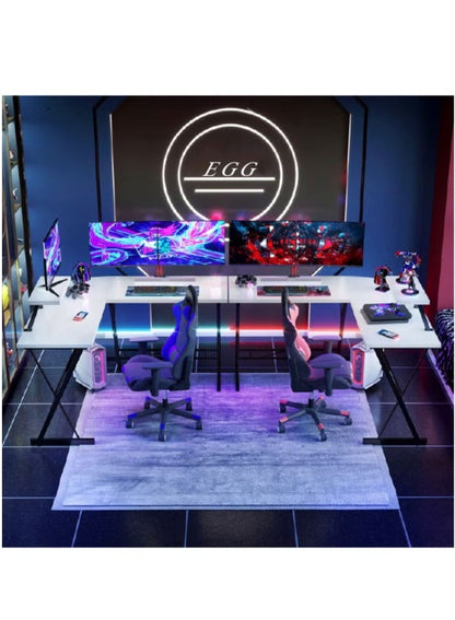 طاولة العاب ومكتب قيمنق وألعاب وطاولة مكتبيه منزليه , مكتب وطاولة كمبيوتر على شكل حرف L ذات جودة عاليه وسهلة التركيب